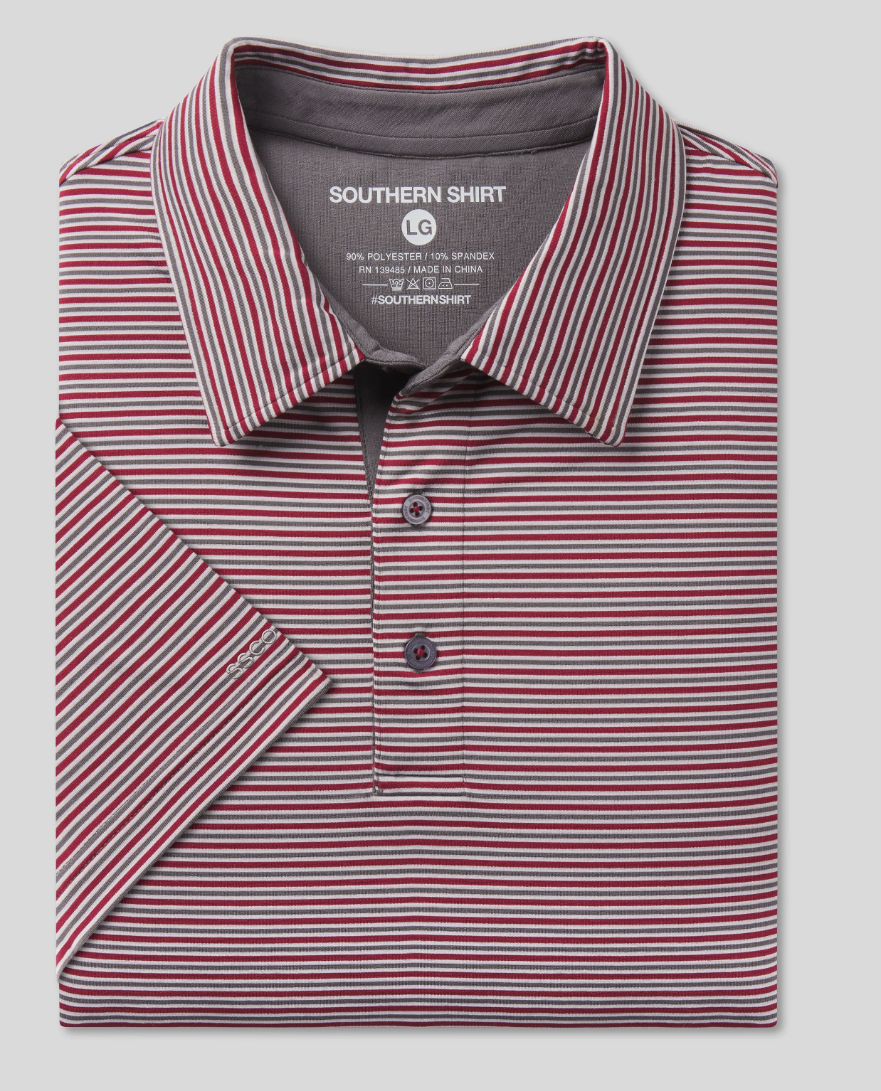 Southern Shirt Scoreboard Stripe Polo- Red Coal