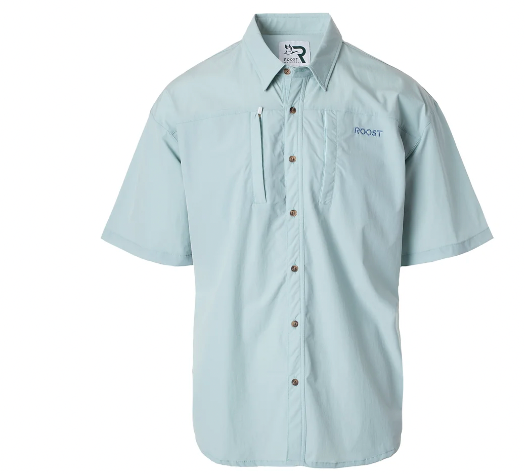 Roost Youth Short Sleeve Button Down- Light Blue