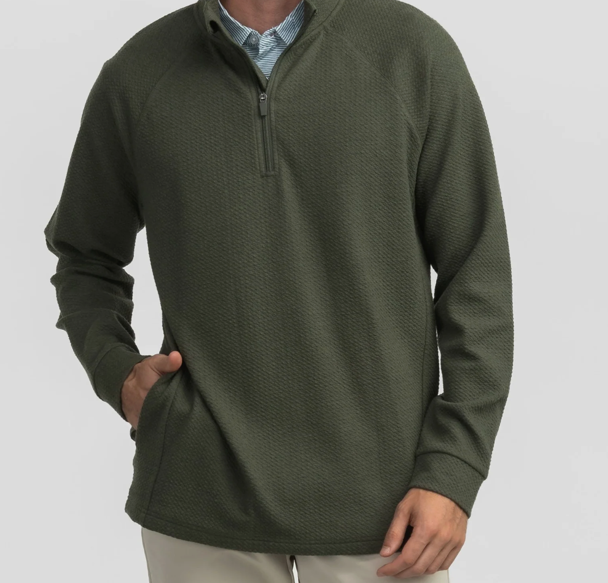 Southern Shirt Dallas Performance Quarter Zip- Upland Olive