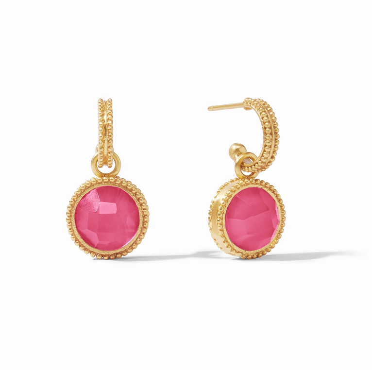 Julie Vos Fleur-de-lis Hoop & Charm Earring- Iridescent Raspberry