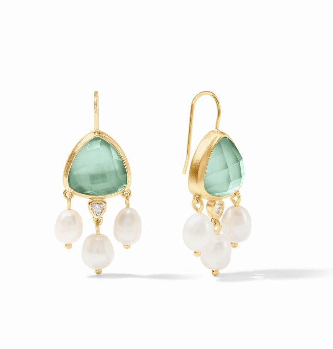 Julie Vos Aquitaine Chandelir Earring- Iridescent Aquamarine Blue