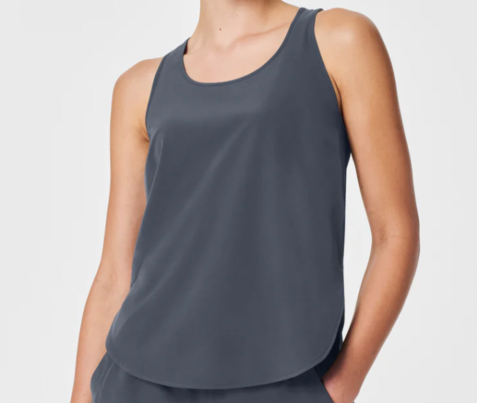 SPANX On the Move Curved Hem Tank- Dark Storm