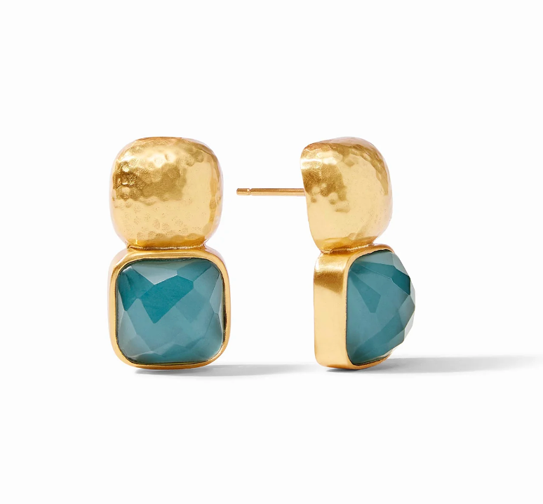 Julie Vos Catalina Earring - Iridescent Peacock Blue