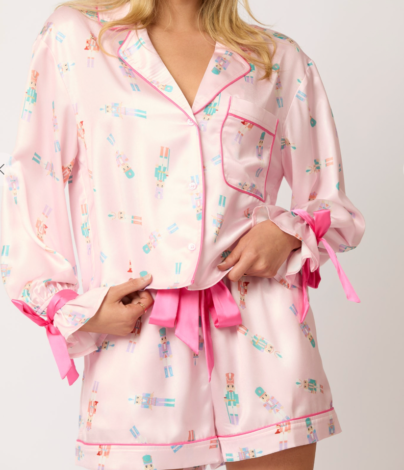 Light Pink Multi Nutcracker Satin Pajama Set