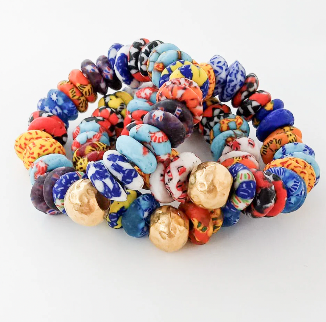 Virtue Clay Heishi Bracelet- Patchwork Multi