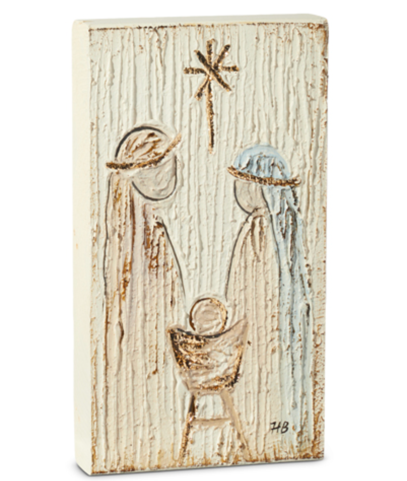 RAZ Holy Family Textured Wood Block