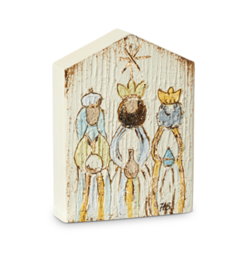 RAZ Wisemen Textured Wood Block