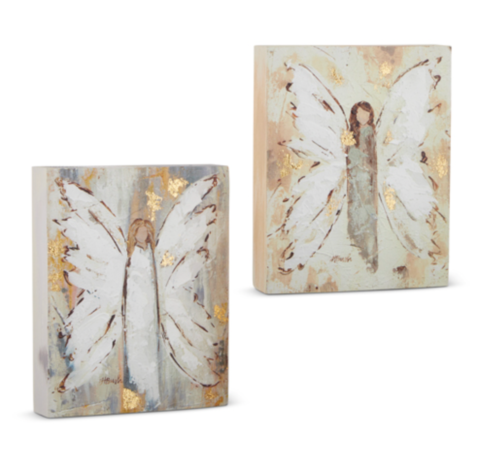 RAZ Angel Textured Wood Block