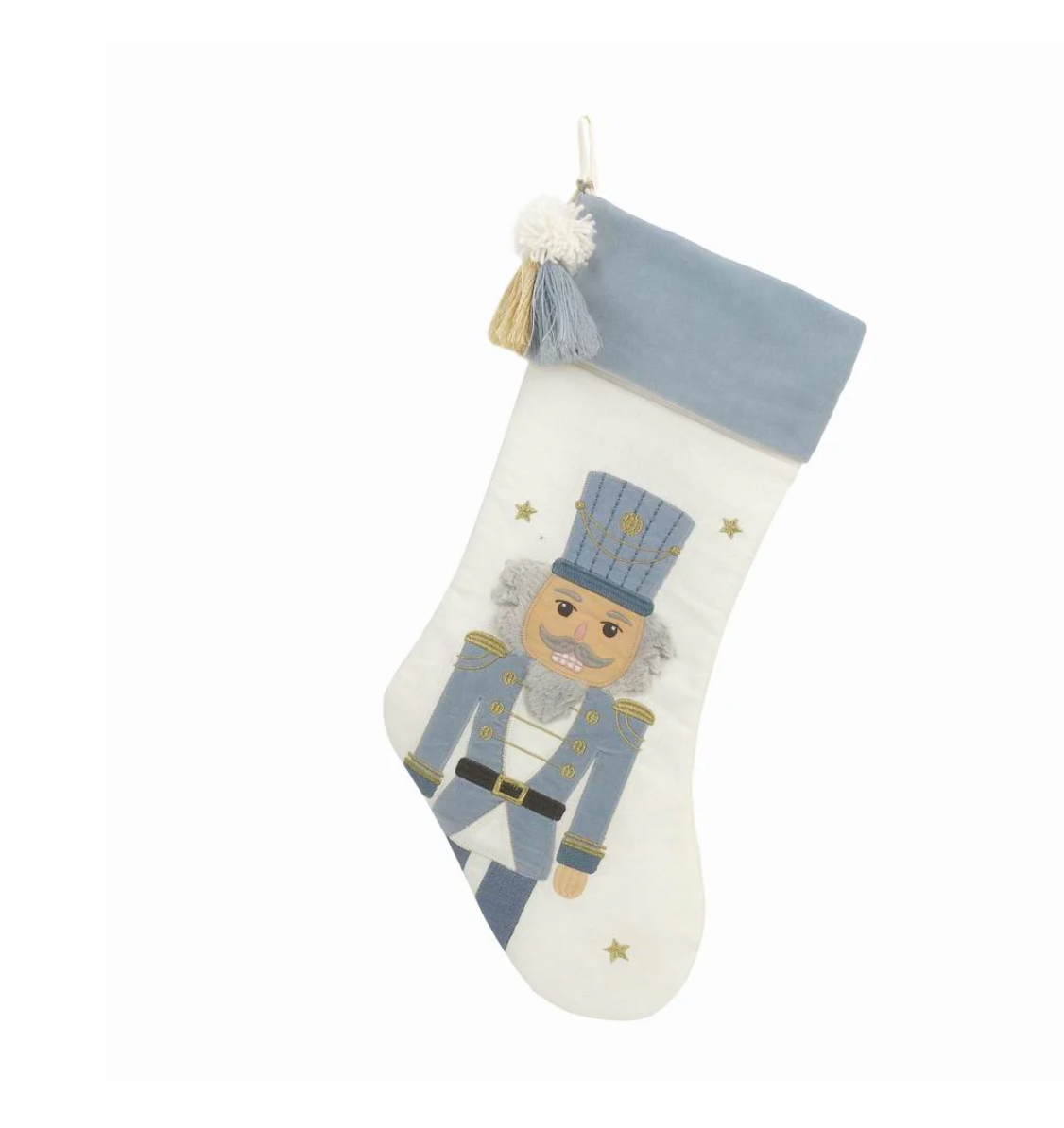 Mon Ami Winter Blue Tassled Nutcracker Christmas Stocking