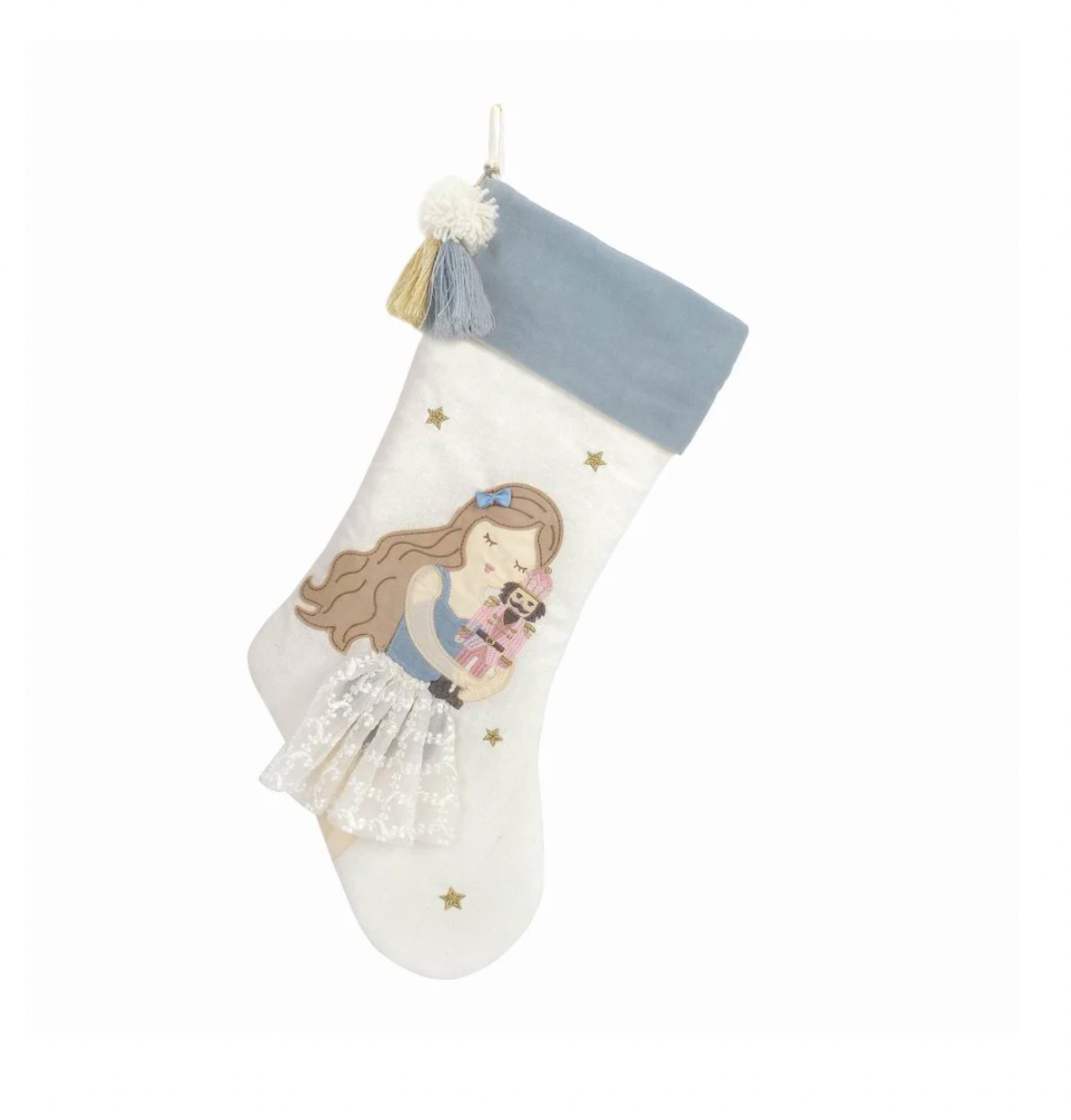 Mon Ami Winter Blue Tassled Clara Christmas Stocking