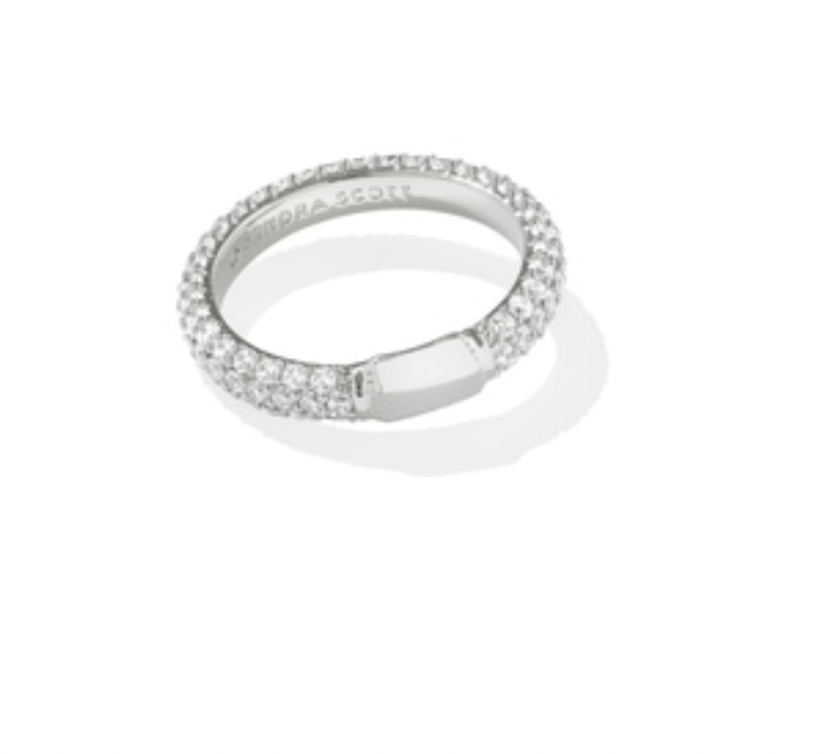 Kendra Scott Emery Band Ring in Silver White Crystal