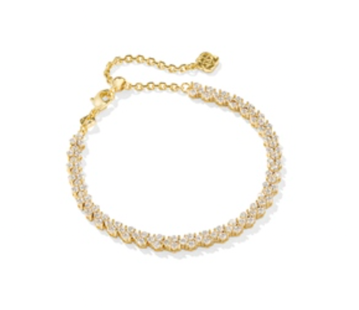 Kendra Scott Emery Tennis Bracelet in Gold White Crystal