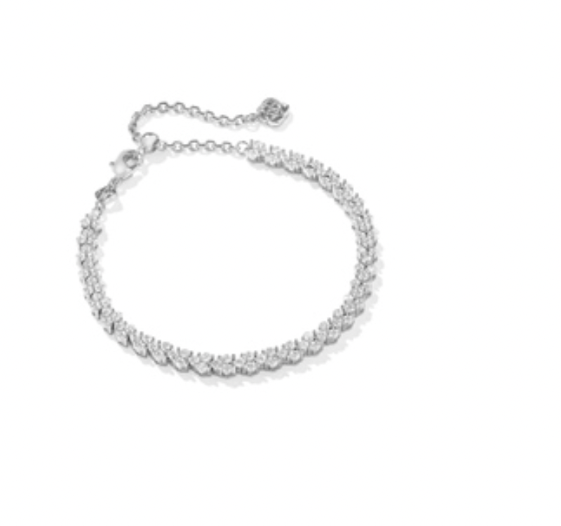 Kendra Scott Emery Tennis Bracelet in Silver White Crystal