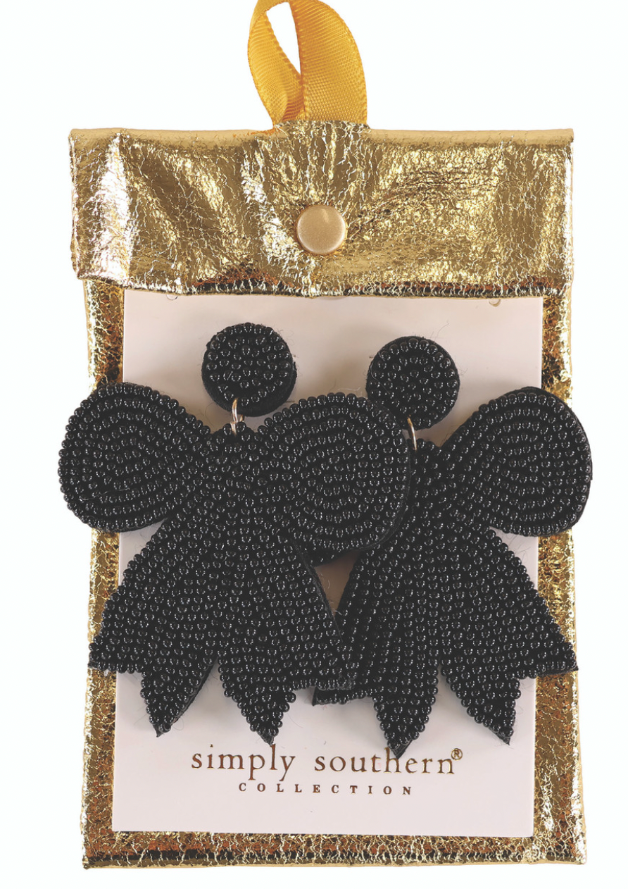 Simply Southern Jewel Bow Earring-  Black