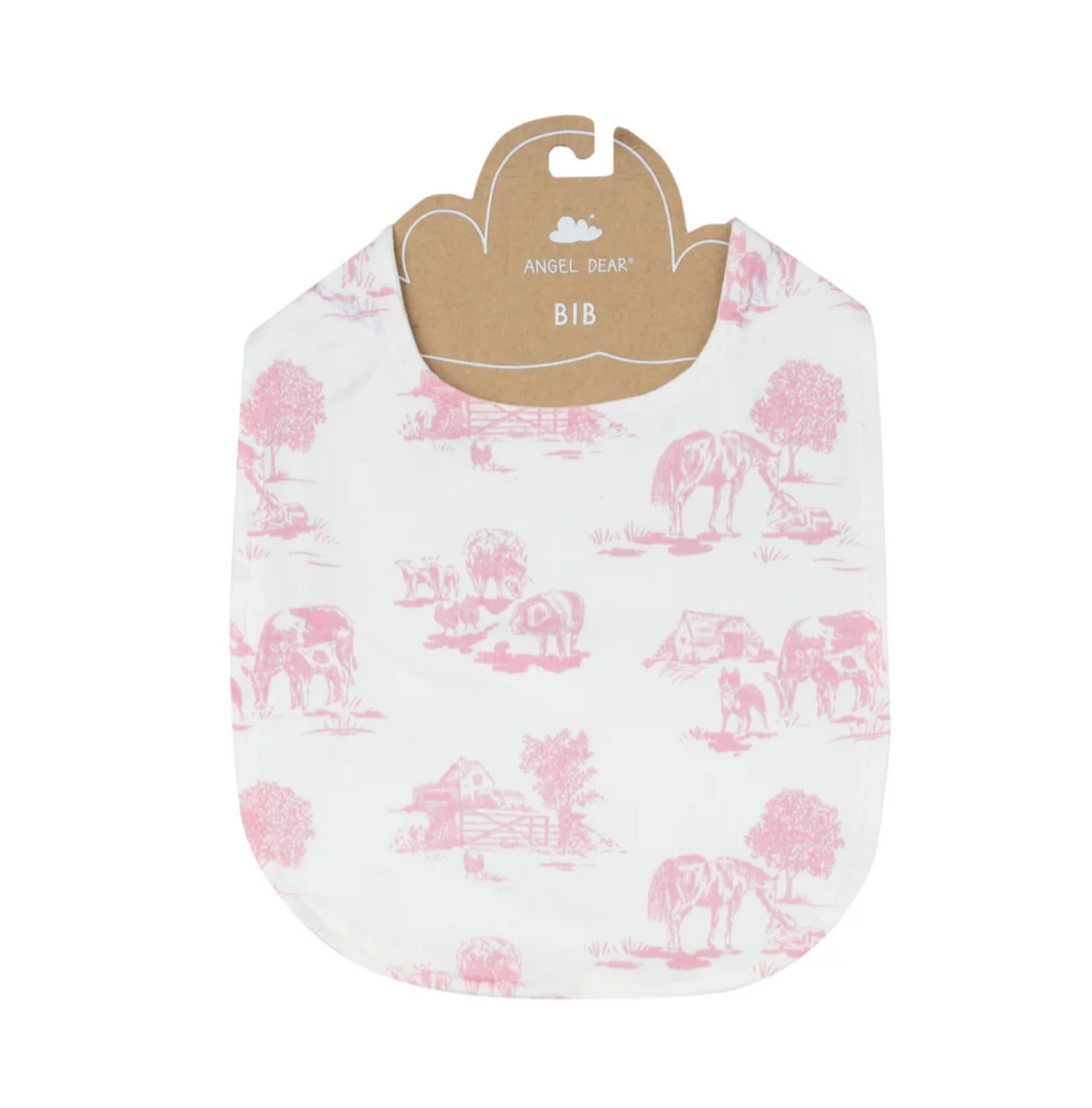 Angel Dear Feeding Bib- Pink Farm Toile