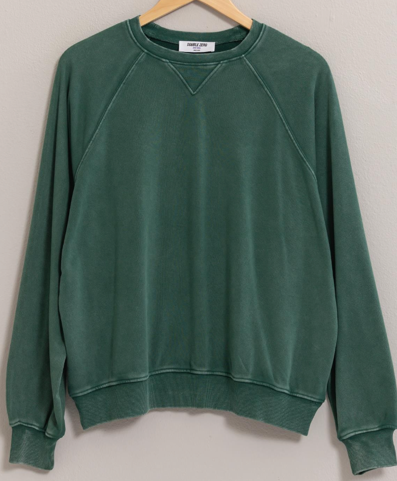 Dark Green Mineral Washed Oversized Sweatshirt