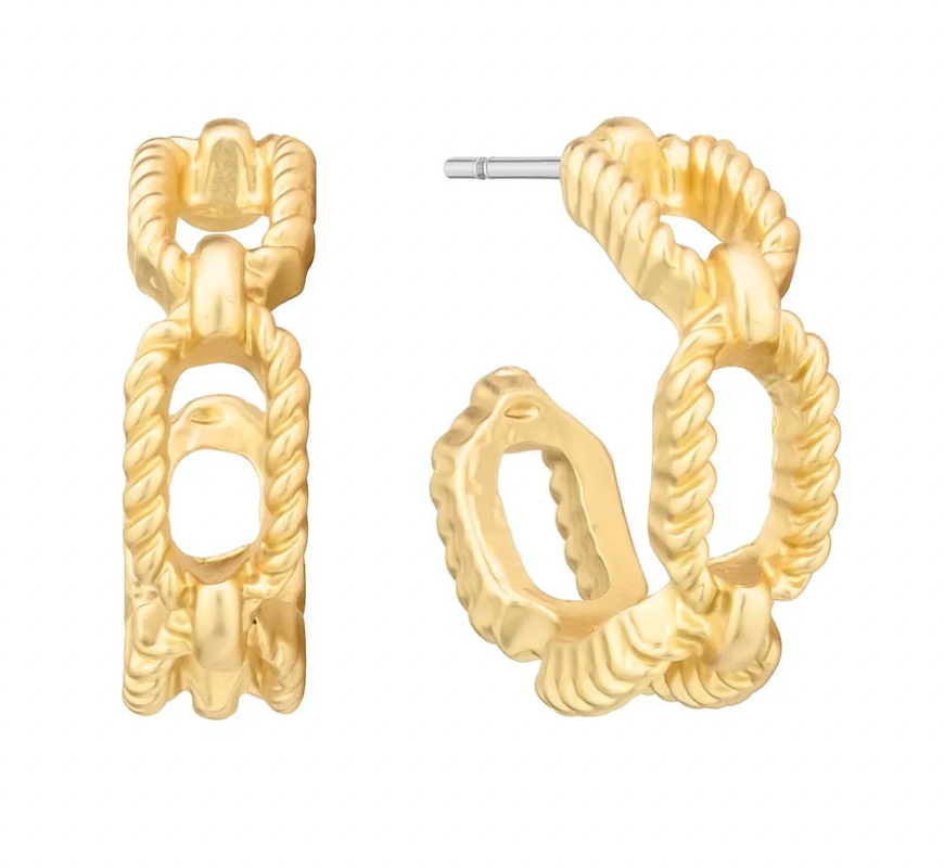 My Girl in LA Connected Chic Chain Link Post Back Huggie Earrings- Gold