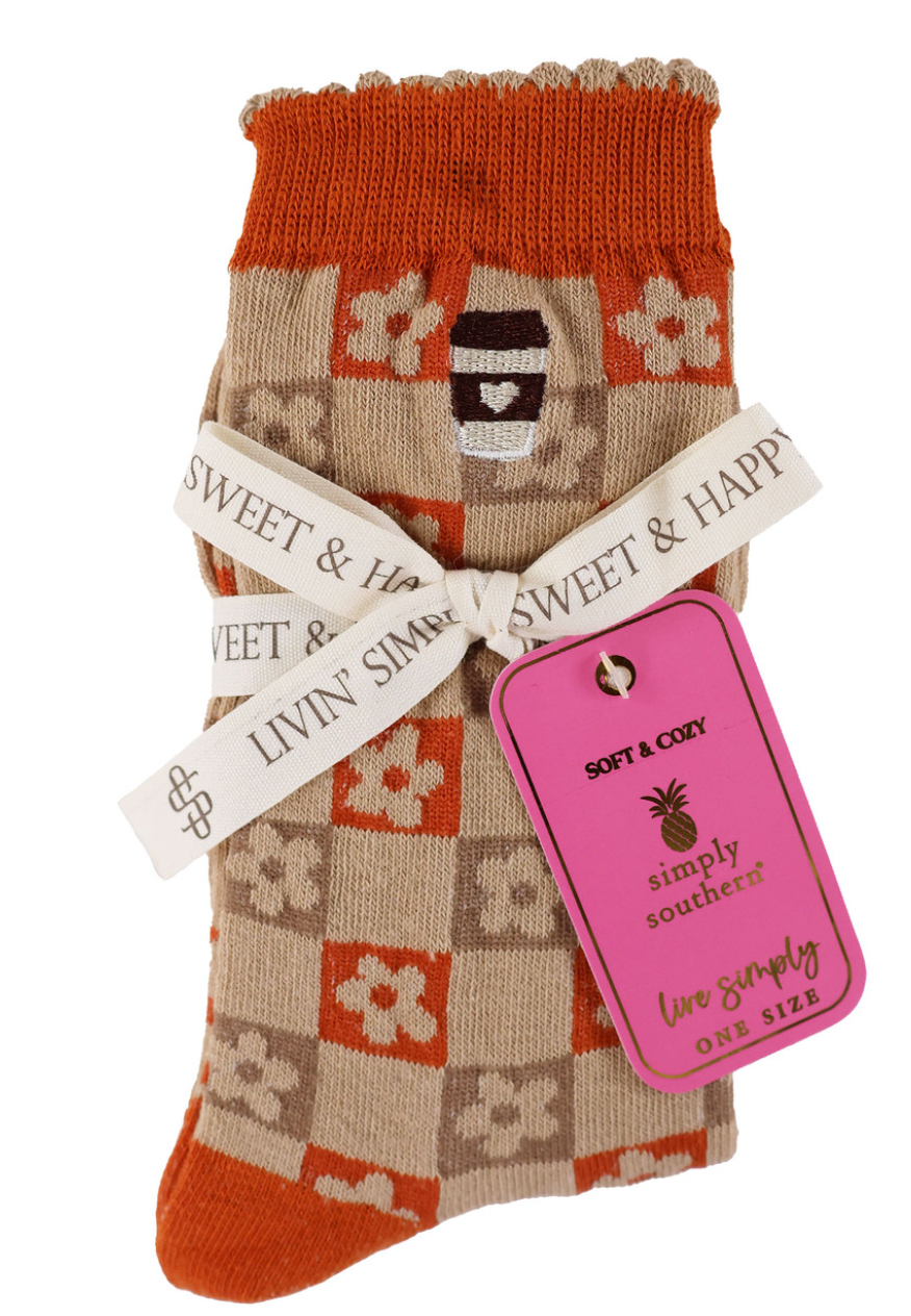 Simply Southern Orange Checkered Socks