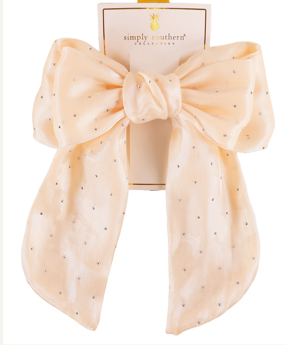 Simply Southern Cream Rhinestone Bow