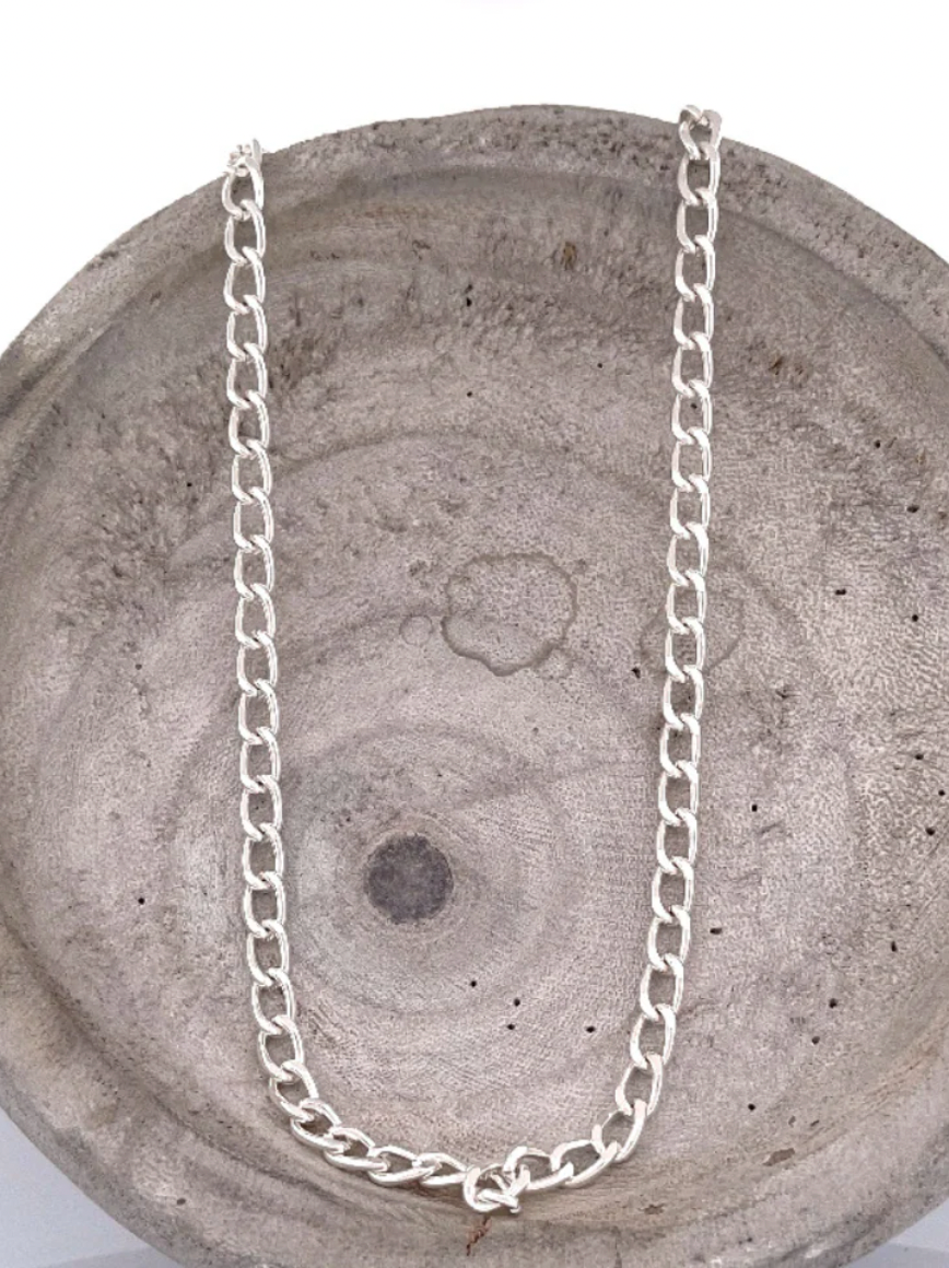 My Girl in LA Urban Edge Curb Style Chain Necklace- Silver