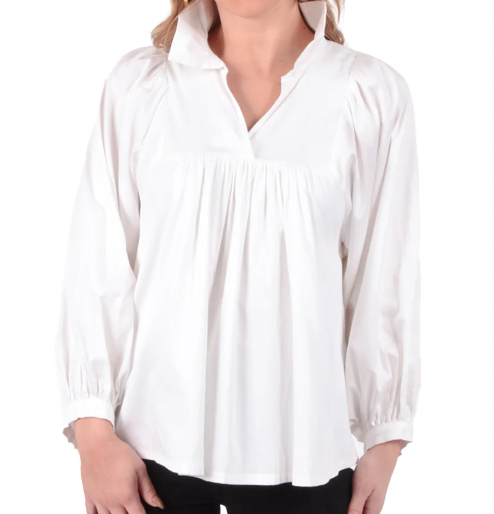 Emily McCarthy Stella Top in White Cotton Poplin