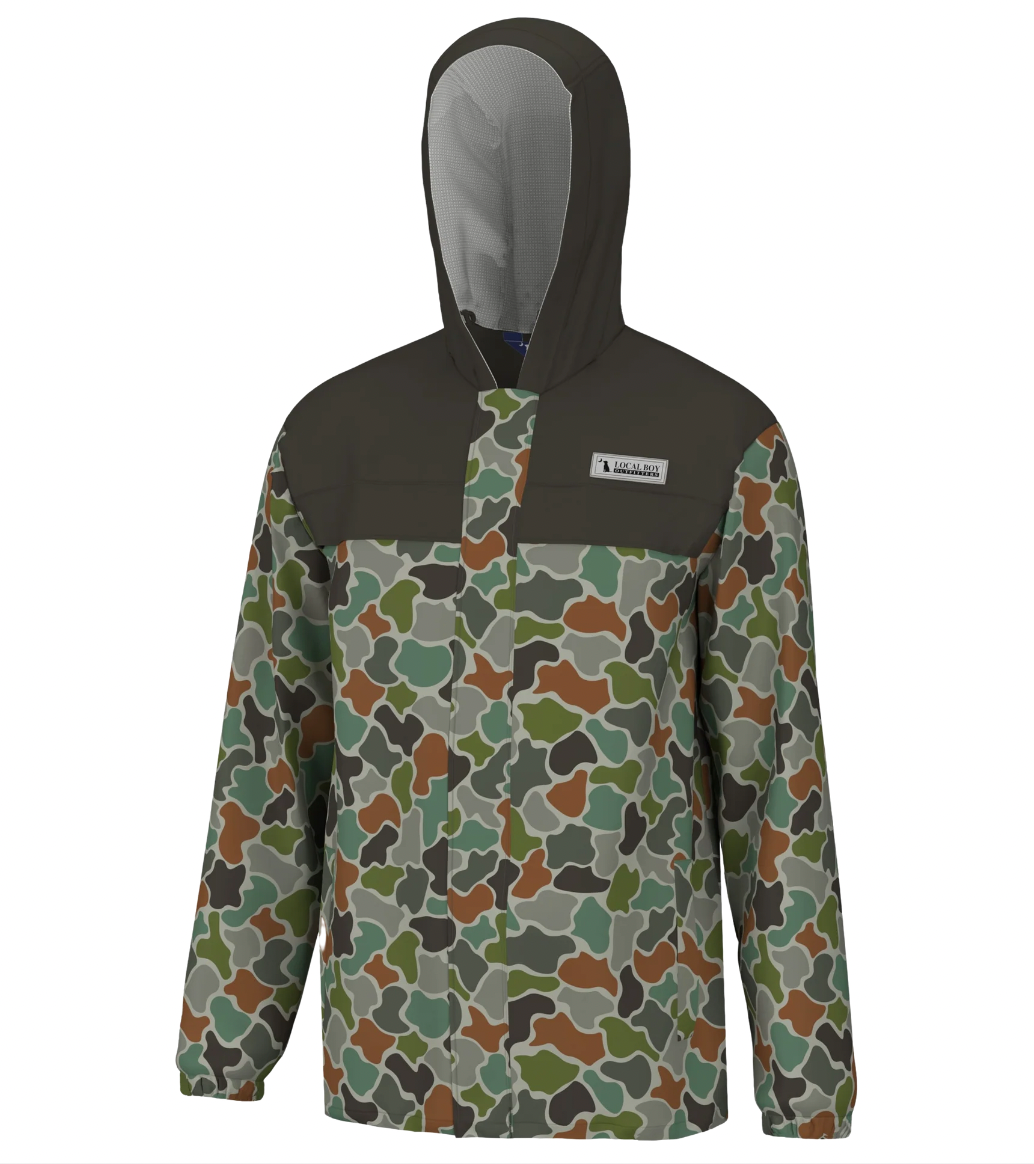 Local Boy Two-Toned Rain Jacket in Forest Camo