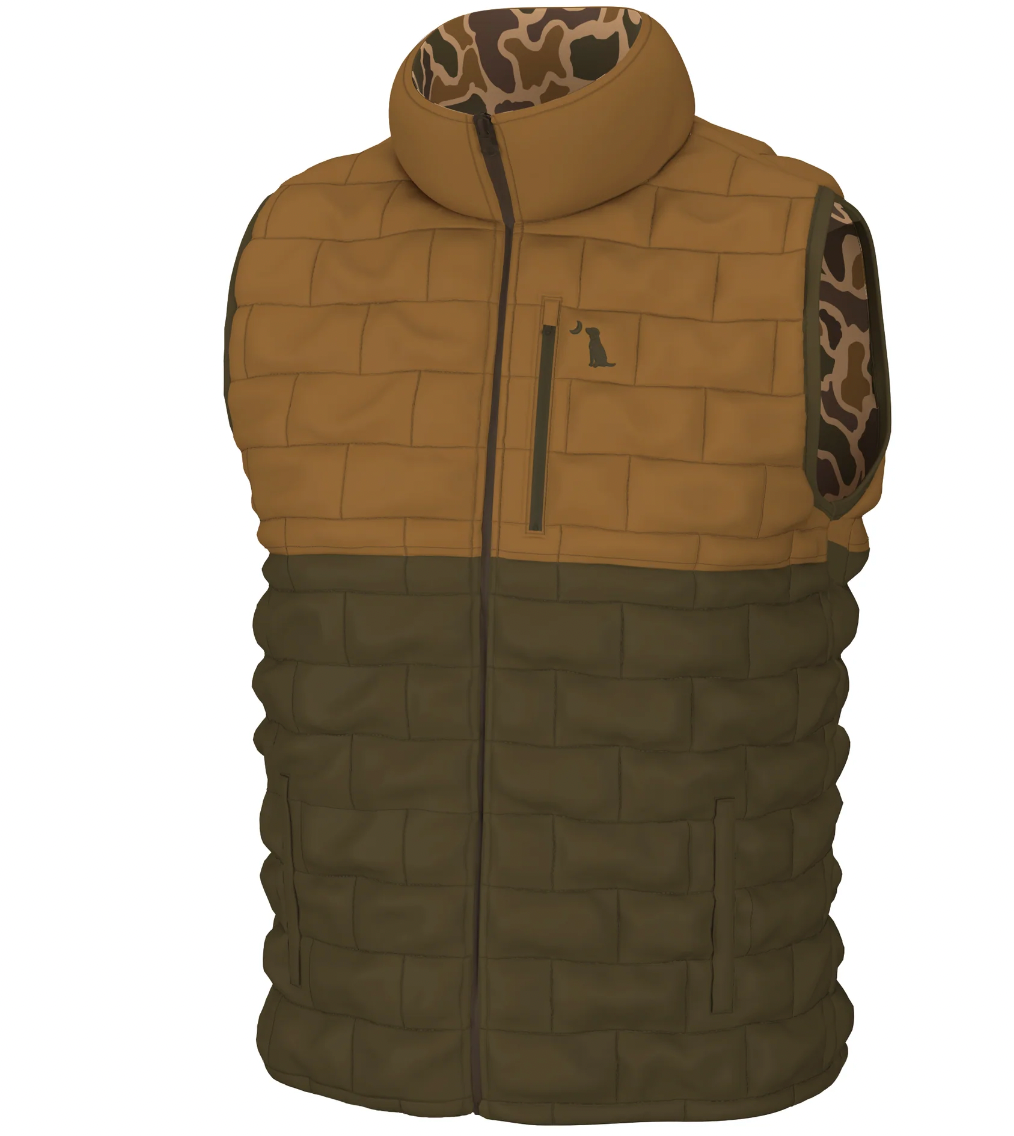 Local Boy Duck Down Reversible Vest in Old School Camo