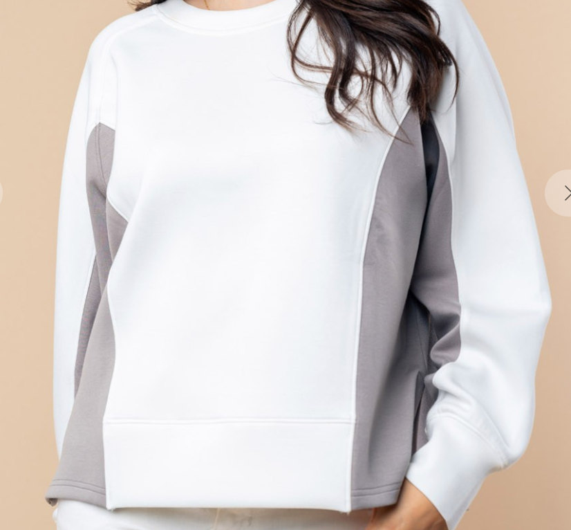 Off White Grey Colorblock Long Sleeve Top