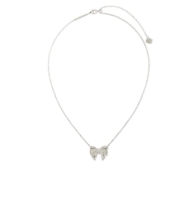 Kendra Scott Krista Bow Short Pendant Necklace in Silver White Mix