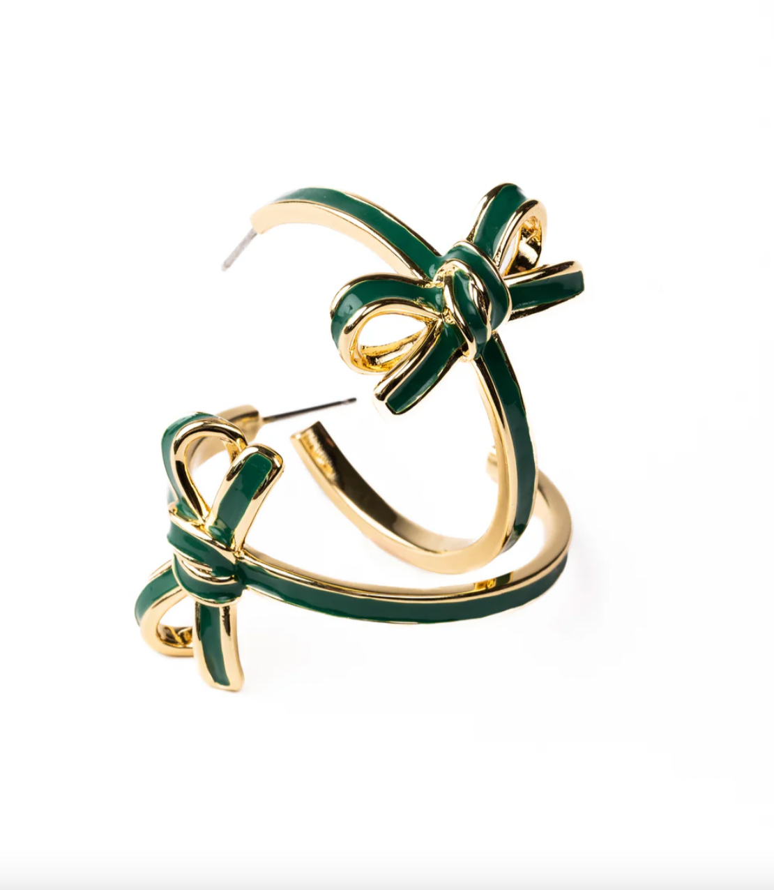 Michelle McDowell Luxe Bow Hoop Earrings in Forest