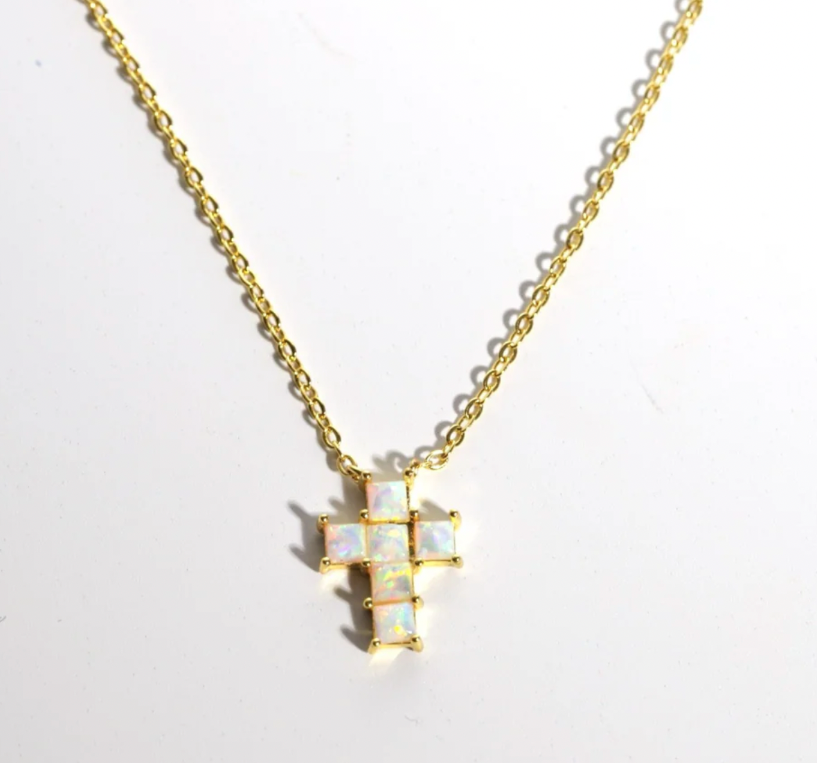 Allison Avery Opal Cross Necklace