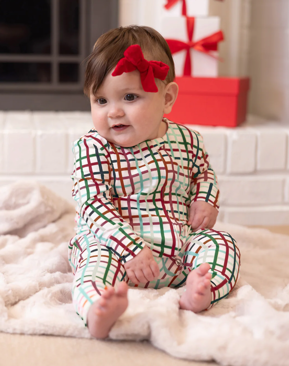 Mary Square Baby PJ Set in Family Plaid