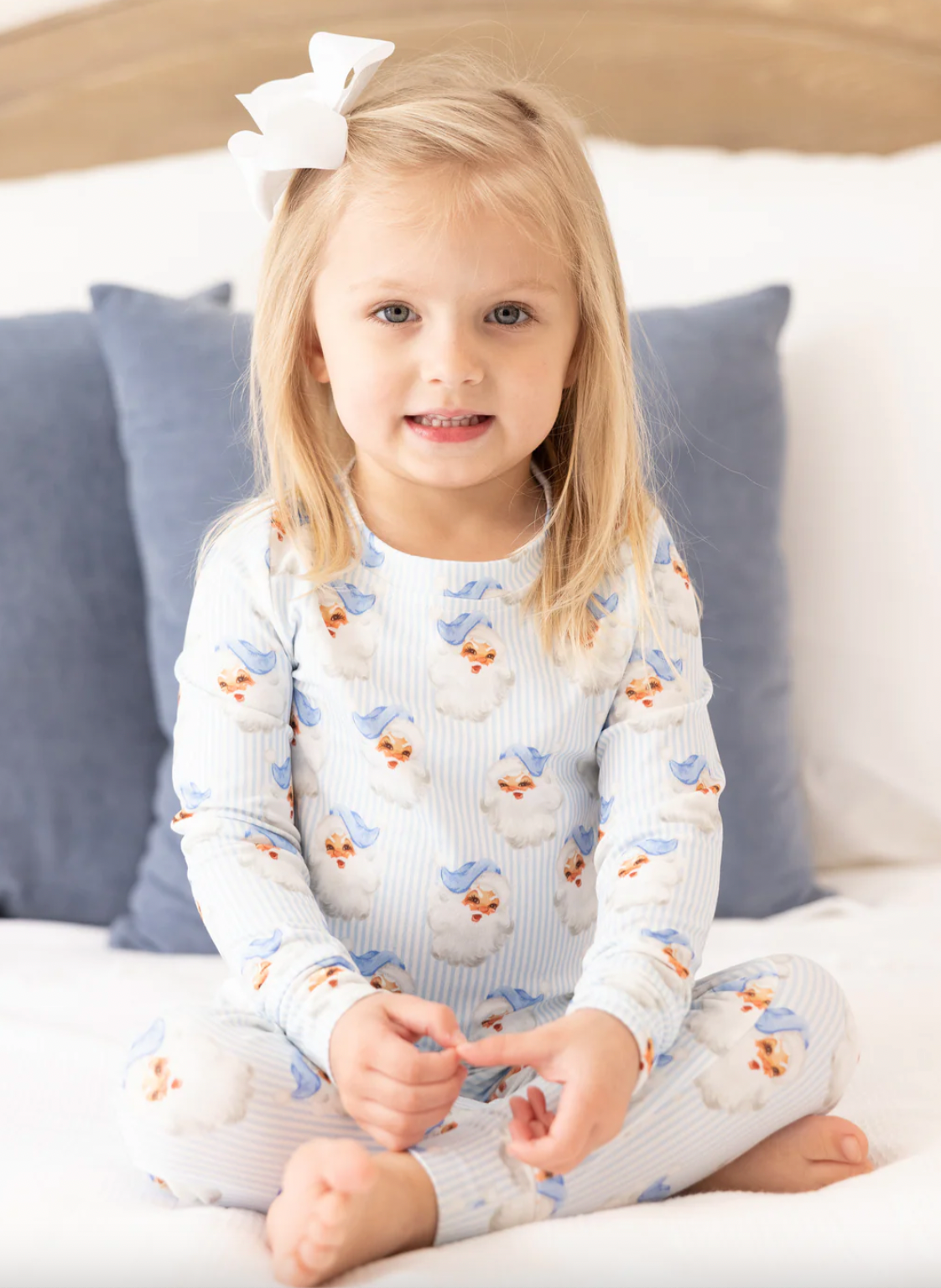 Mary Square Baby Blue Santa Toddler PJ Set