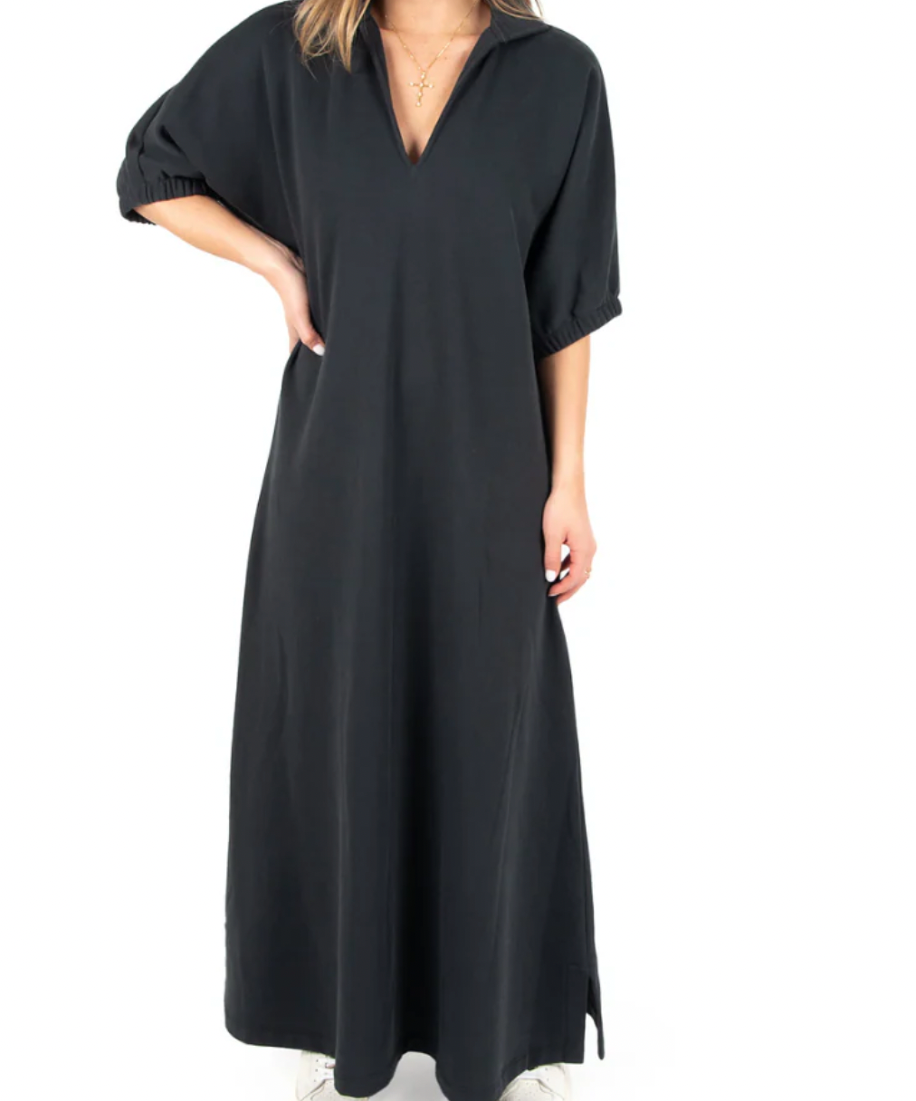 Emily McCarthy Poppy Maxi in Black French Terry