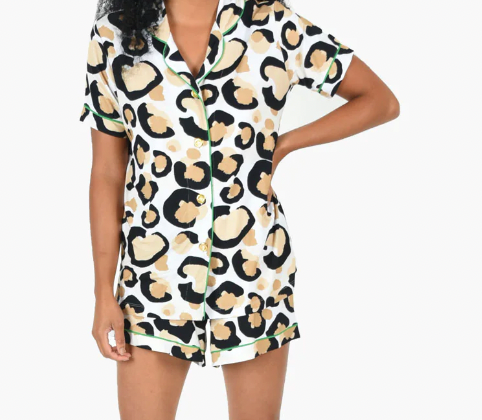 Emily McCarthy Pajama Short Set in Classic Spot Cheetah