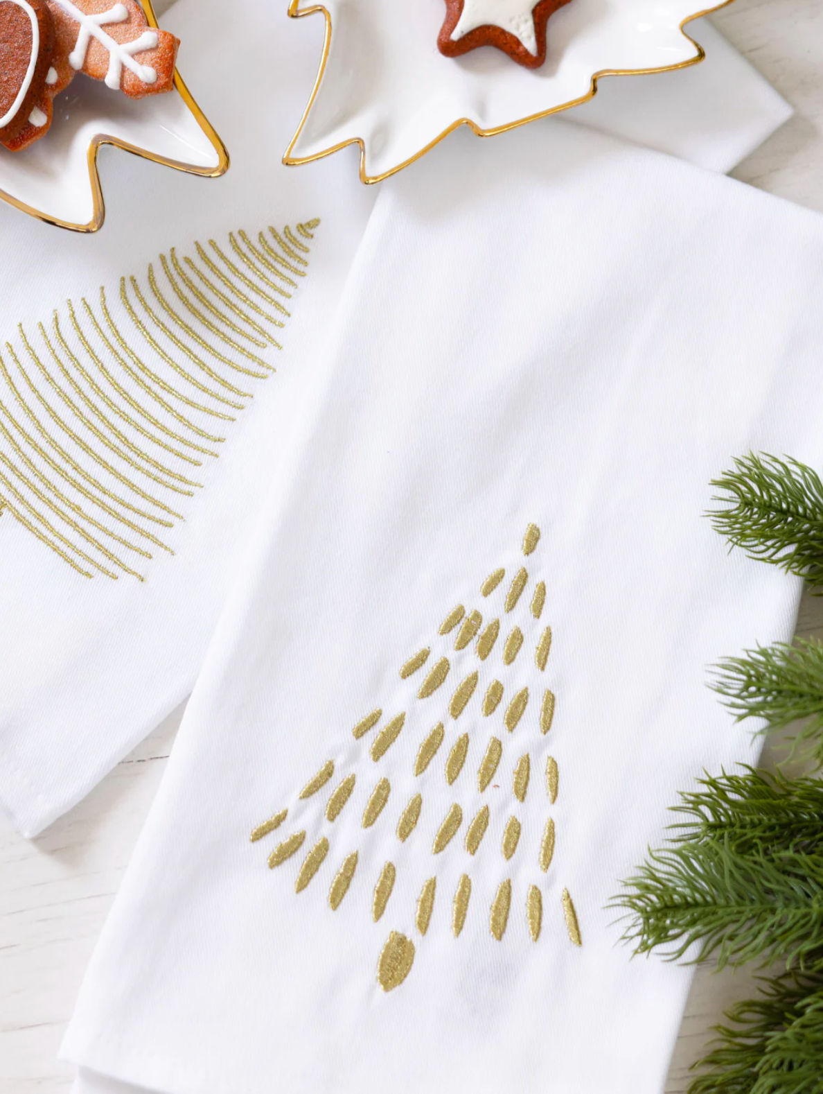 Mary Square Cascading  Gold Tree Tea Towel