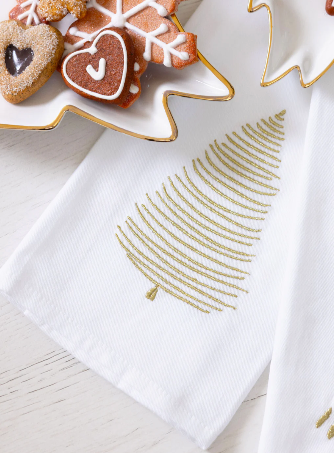 Mary Square Traditional Gold Tree Tea Towel