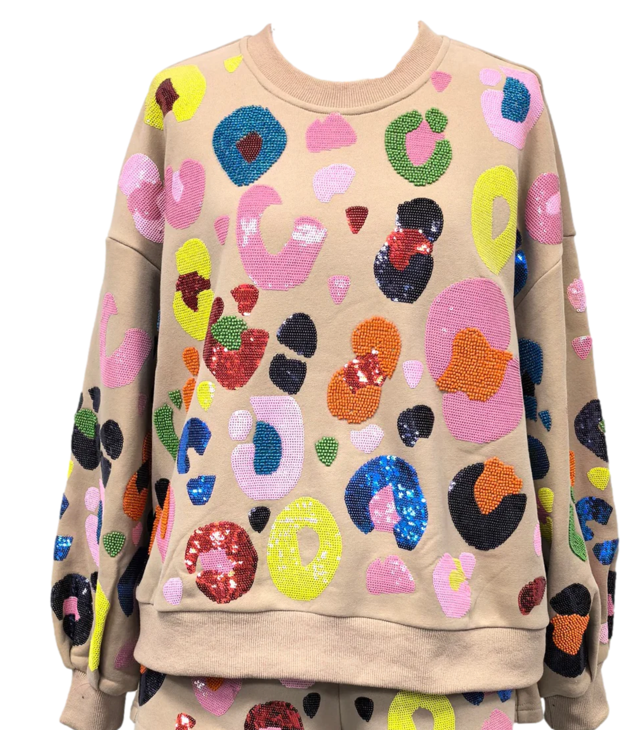 Queen of Sparkles Tan Multi Leopard Sweatshirt