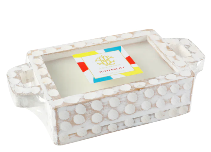 Lux Fragrances White Washed Rectangle Dough Bowl Candle - Tutti Fruity