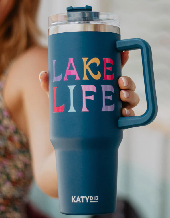 Navy Lake Life Tumbler Cup w/ Handle