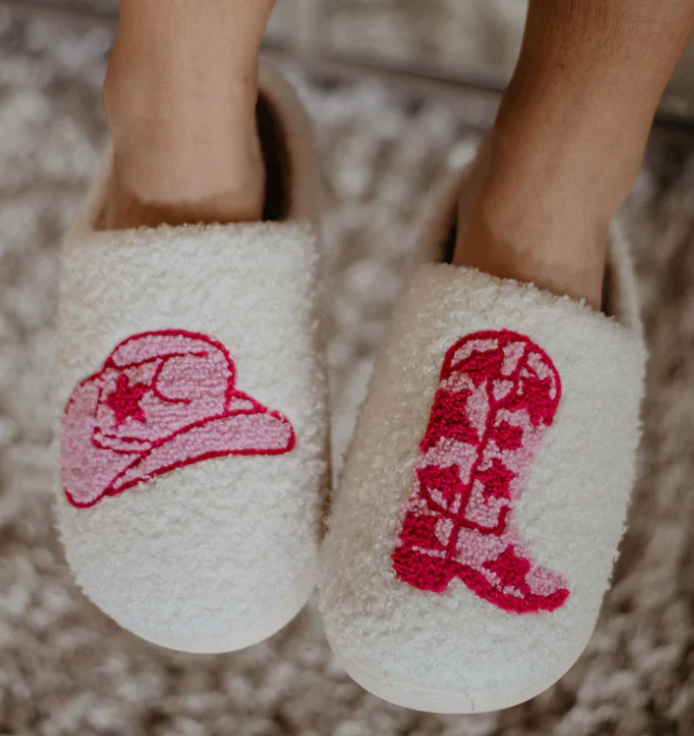 Boot & Cowgirl Hat Slippers