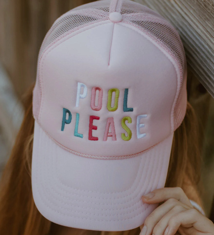 Multicolor Pool Please Trucker Hat Light Pink