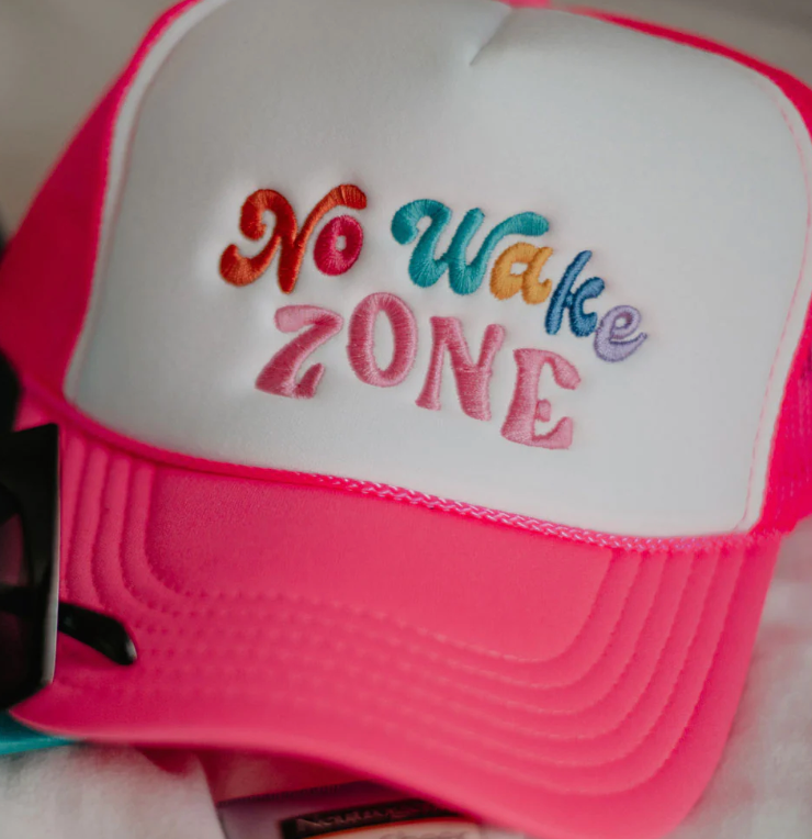 No Wake Zone Trucker Hat Hot Pink & White