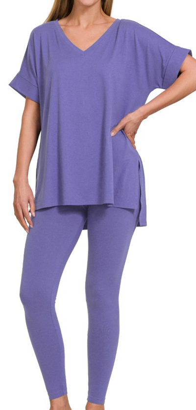 Brushed Ultra Comfy Short Sleeve Tee and Legging Set