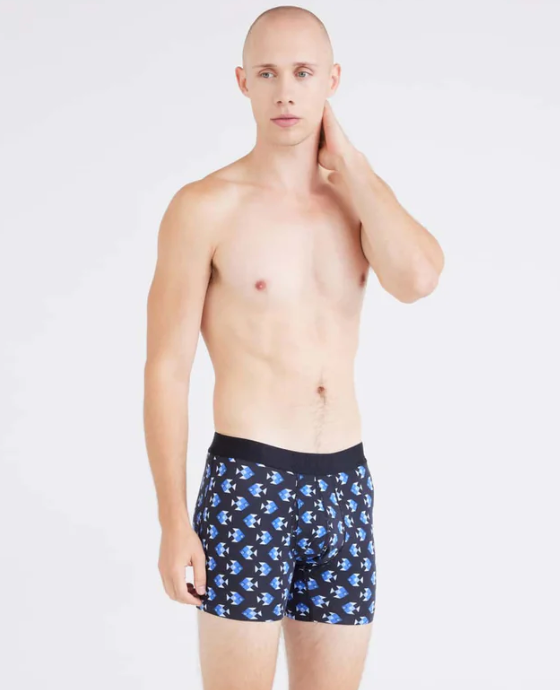 SAXX DropTemp Cooling Cotton Boxer Brief - Aquatic Check Black