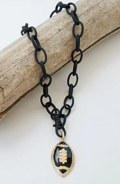 Virtue Jewelry Etched Chain Football Necklace