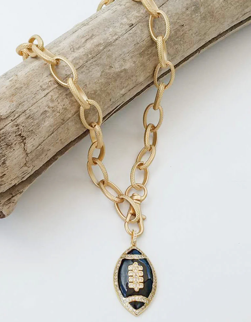 Virtue Jewelry Etched Chain Football Necklace