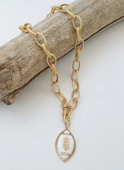 Virtue Jewelry Etched Chain Football Necklace