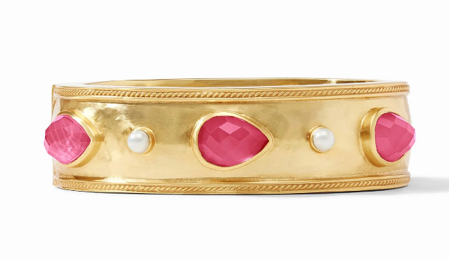 Julie Vos Cannes Stone Statement Hinge Bangle - Iridescent Raspberry