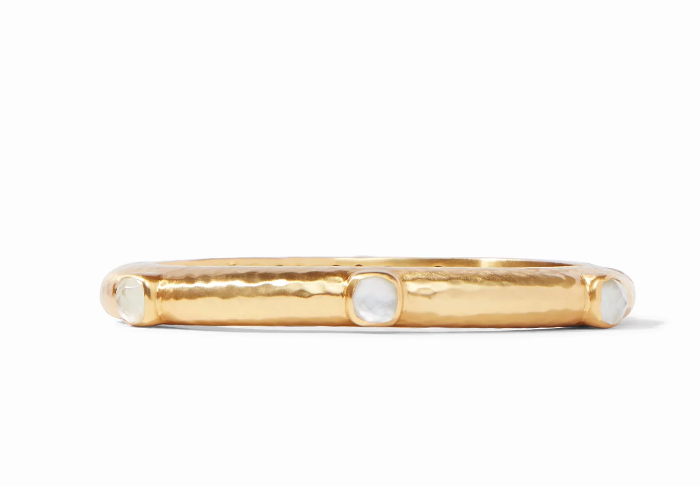 Julie Vos Catalina Stone Hinge Bangle - Iridescent Clear Crystal